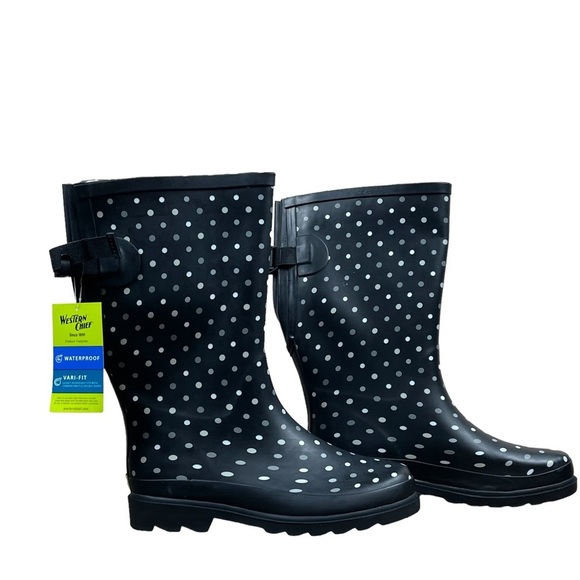 Western Chief Simple Dot Black Rain Boot Size 8 - Picture 5 of 7